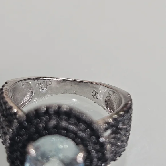 Aquamarine & Spinel Sterling Silver Ring 925 Size 5 US